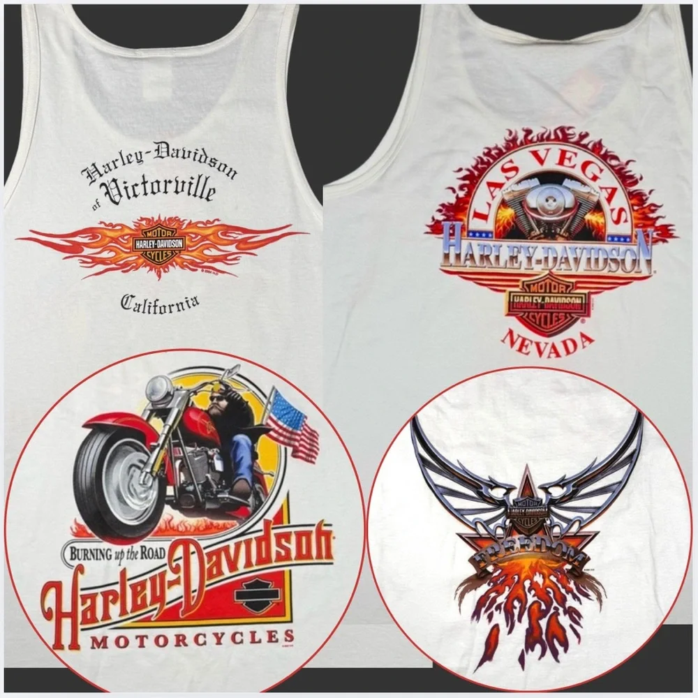 Lot of 2 - NWT Vintage Harley-Davidson Tank Top Biker Eagle USA Flag XL - Picture 1 of 15